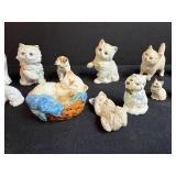 Collection of Assorted Cat Figurines Ceramic and Porcelain