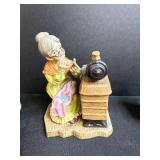 Set of 3 Vintage Ceramic Figurines Country Women with Vegetables and Sewing Scenes