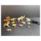 Collection of Vintage Animal Figurines Including Elephants and Big Cats