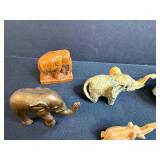 Collection of Vintage Animal Figurines Including Elephants and Big Cats