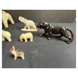 Collection of Vintage Animal Figurines Including Elephants and Big Cats