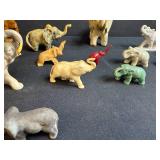 Collection of Vintage Animal Figurines Including Elephants and Big Cats