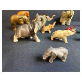 Collection of Vintage Animal Figurines Including Elephants and Big Cats