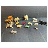 Collection of Vintage Animal Figurines Including Elephants and Big Cats