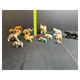 Collection of Vintage Animal Figurines Including Elephants and Big Cats
