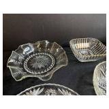 Collection of Vintage Pressed Glass Decorative Dishes and Bell