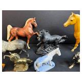 Collection of Mixed Horse Figurines Assorted Materials and Sizes
