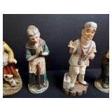 Set of Vintage Hand-Painted Elderly Figurines Collection