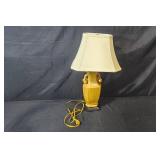 Vintage Yellow Ceramic Table Lamp with Cream Fabric Shade