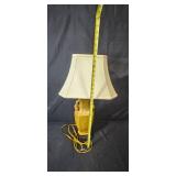 Vintage Yellow Ceramic Table Lamp with Cream Fabric Shade