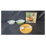 Furio Double Chip and Dip Server with 2 Vintage Glass Casserole Dishes