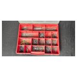 Vintage Powr-Kraft Saber Saw, Craftsman Drill, Hardware Organizer, and BSA Bantam Sign Set