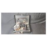 Vintage Powr-Kraft Saber Saw, Craftsman Drill, Hardware Organizer, and BSA Bantam Sign Set