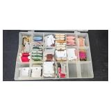 Collection of Vintage Dolls, Doll Clothes, Embroidery Thread, and Threshold Bedding