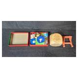 Collection of Vintage Dolls, Doll Clothes, Embroidery Thread, and Threshold Bedding