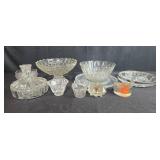 Collection of Vintage Pressed Glass Dishes, Bowls, and Candy Dish