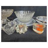 Collection of Vintage Pressed Glass Dishes, Bowls, and Candy Dish