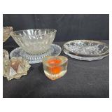 Collection of Vintage Pressed Glass Dishes, Bowls, and Candy Dish