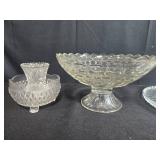 Collection of Vintage Pressed Glass Dishes, Bowls, and Candy Dish