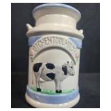 Vintage Cow-Themed Ceramic Kitchen Set with Utensils and Strawberry Timer
