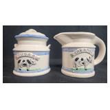 Vintage Cow-Themed Ceramic Kitchen Set with Utensils and Strawberry Timer