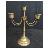 Brass 3-Arm Candelabra with Glass Hurricane Shade