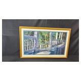 Home Decor Collection with Framed Porch Print, Faux Plants, Candle, and Figurines