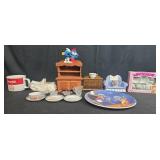 Vintage Miniature Porcelain and Wood Dollhouse Accessories Collection