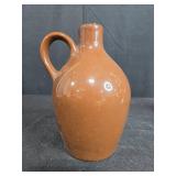 Antique Glass Oil Lamp and Small Brown Crock Jug