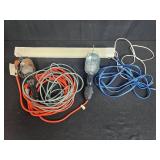 Lot of 2 Trouble Lights, Shop Fluorescent Fixture, and Extension Cord