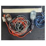 Lot of 2 Trouble Lights, Shop Fluorescent Fixture, and Extension Cord