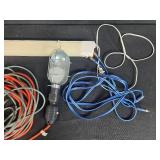 Lot of 2 Trouble Lights, Shop Fluorescent Fixture, and Extension Cord