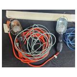 Lot of 2 Trouble Lights, Shop Fluorescent Fixture, and Extension Cord