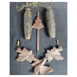 Antique 8-Day German Black Forest Cuckoo Clock with Wooden Leaf Motif Parts - untested