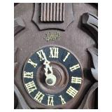 Antique 8-Day German Black Forest Cuckoo Clock with Wooden Leaf Motif Parts - untested