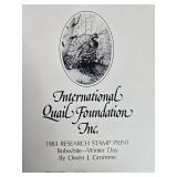 Bird Collector Plates and Framed 1983 Quail Research Stamp Print Set