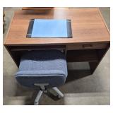 Wooden Desk with Drawer, Side Shelf, Chair, and Desk Pad - 46x24x30 Inches