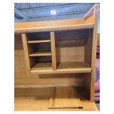 54-Inch Medium Oak Computer Desk with Hutch and Storage Drawers