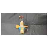 Vintage Toy Lot: Plush Bear, Pull Toys, Hot Wheels Sunglasses, Figurines, and Doll