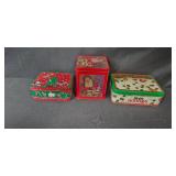 Collection of Vintage Decorative and Holiday Tin Containers and Tray