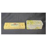 Collection of Vintage Decorative and Holiday Tin Containers and Tray