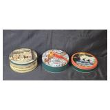 Collection of Vintage Decorative and Holiday Tin Containers and Tray