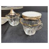Vintage Glass Dessert Set with Plates, Cake Stand, Trays, and Serving Pieces