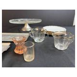 Vintage Glass Dessert Set with Plates, Cake Stand, Trays, and Serving Pieces