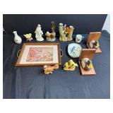 Vintage Bird Figurines, Decor Trays, and Duck Bookends Collection
