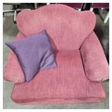 Plum Colored Oversized Plush Armchair with Decorative Pillow