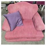 Plum Colored Oversized Plush Armchair with Decorative Pillow