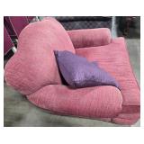 Plum Colored Oversized Plush Armchair with Decorative Pillow