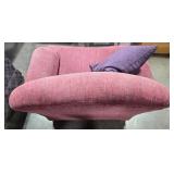 Plum Colored Oversized Plush Armchair with Decorative Pillow