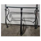 Glass Top Metal Console Table with Curved Base, 48 Inch Wide